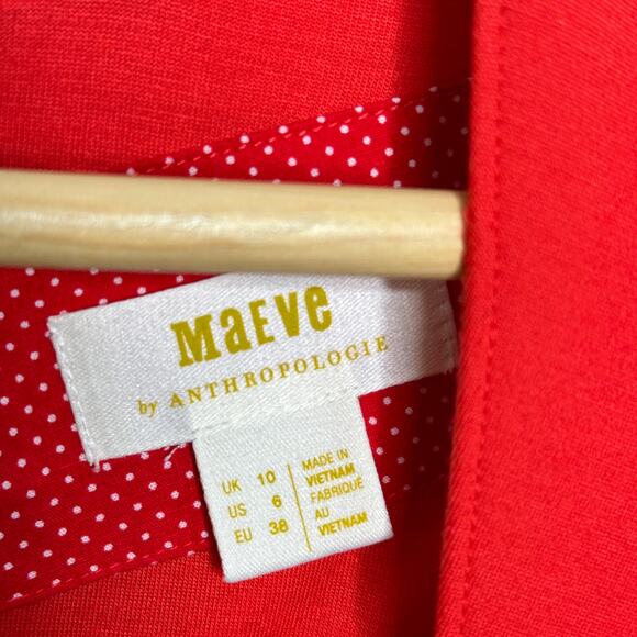 ANTHROPOLOGIE x MAEVE Textured Square Neck Maxi Dress Cherry Red Sz 6 {3V39} - Picture 4 of 4